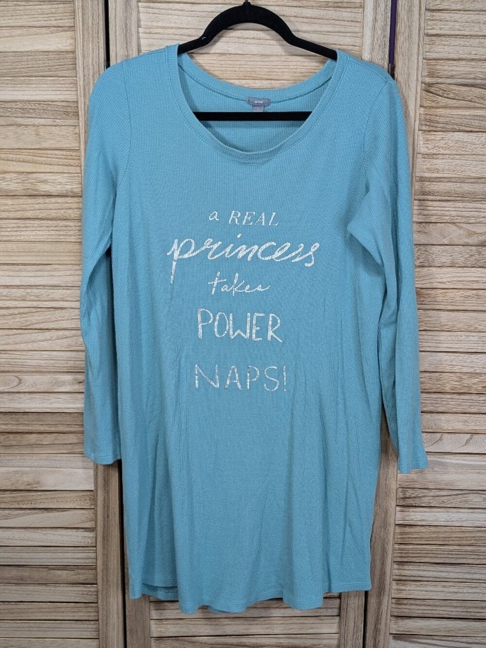 aerie Light Blue Graphic Sleep Tunic - "A Real Princess Takes Power Naps" Large